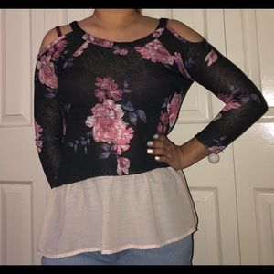 Black floral shirt